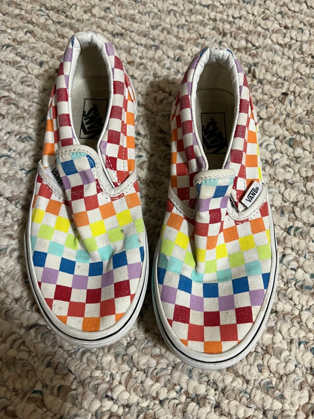 Vans Kids Rainbow Checkerboard Slip-On Sneakers